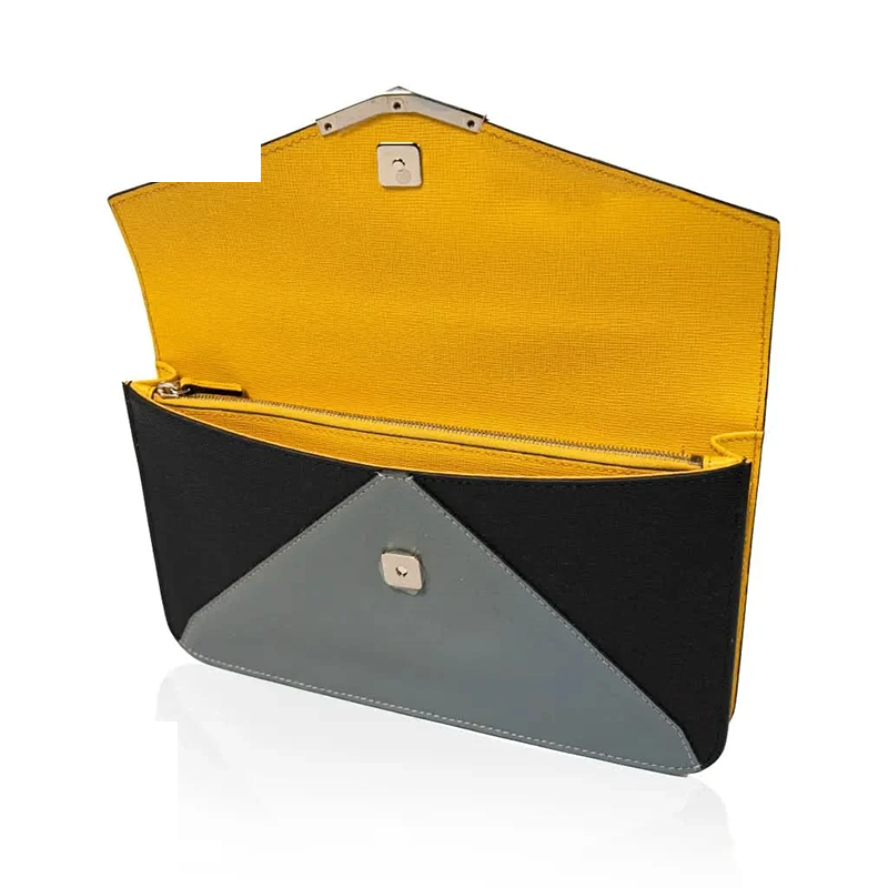 Fendi Tricolor Leather Envelope Clutch