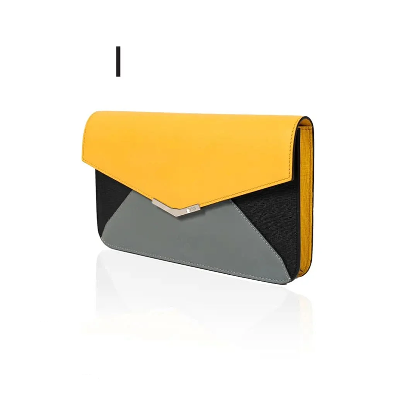 Fendi Tricolor Leather Envelope Clutch