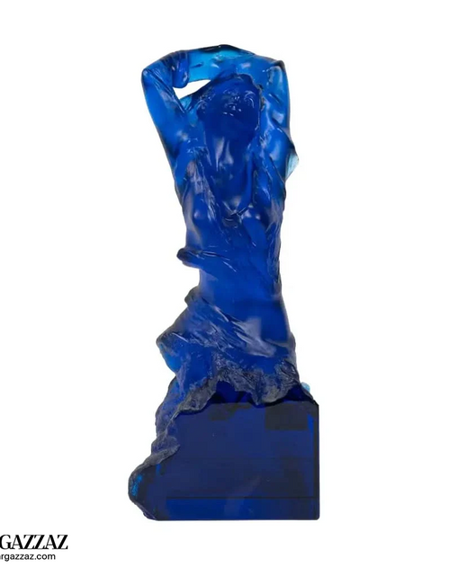 Load image into Gallery viewer, A PATE-DE-VERRE FEMALE GLASS SCULPTURE blue
