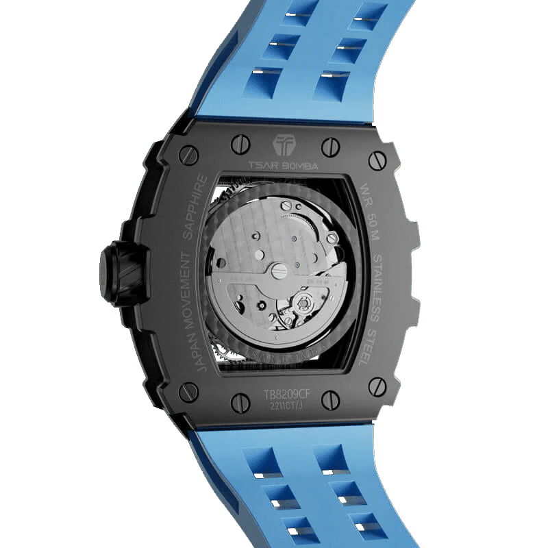 Elemental Series-Carbon Fiber Automatic Watch TB8209CF Black Blue Carbon Fiber