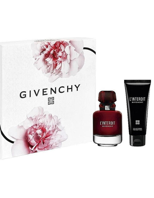 تحميل الصورة إلى عارض المعرض، مجموعة عطر جيفنشي L&#39;Interdient Rouge 80 مل مع عينة وحليب للجسم

