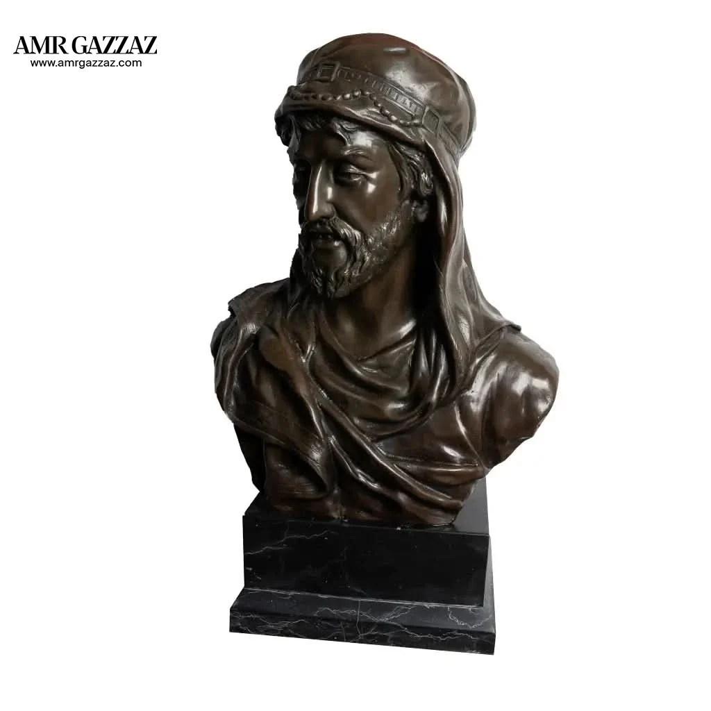bronze sculpture as a bust of an Arab man