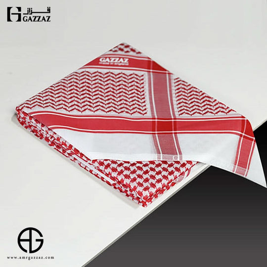 GAZZAZ YASHMAGH RED*WHITE 100% COTTON SIZE 60 MADE IN ENGLAND