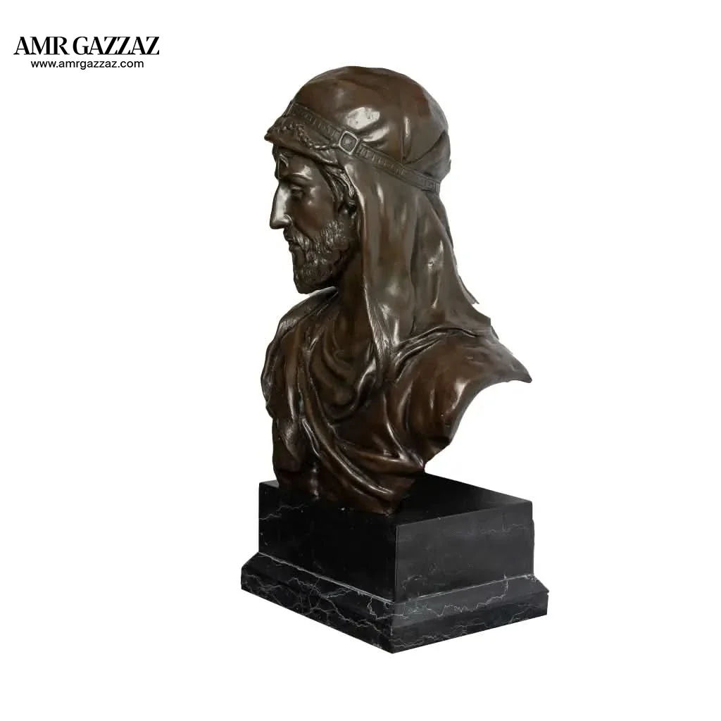 bronze sculpture as a bust of an Arab man
