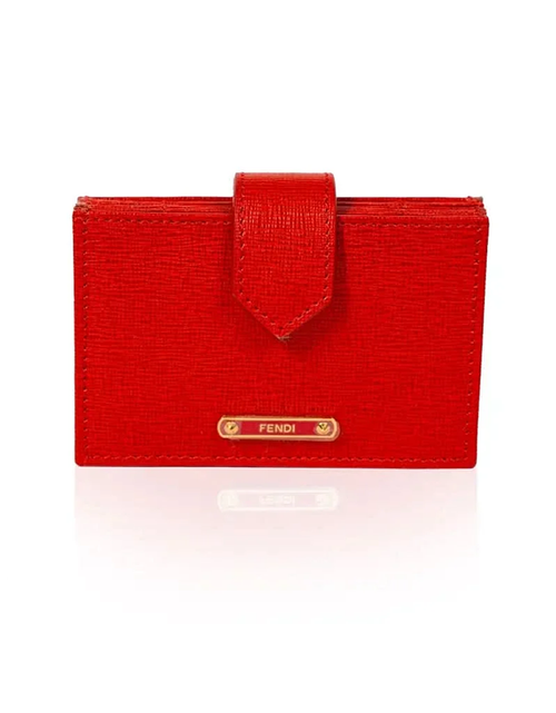 Load image into Gallery viewer, Fendi Red Textured Leather Accordion Card Holder
