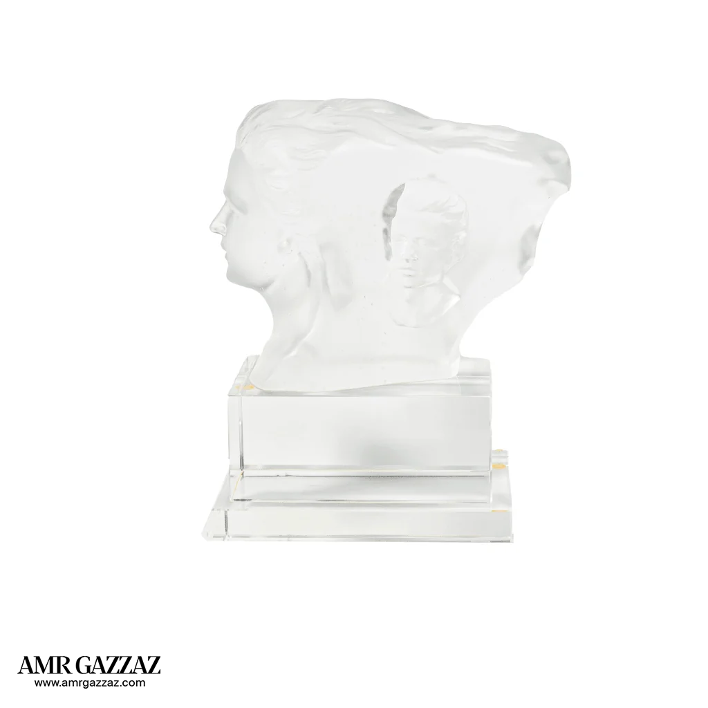 A PATE-DE-VERRE DOUBLE FACE GLASS SCULPTURE