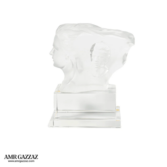 A PATE-DE-VERRE DOUBLE FACE GLASS SCULPTURE