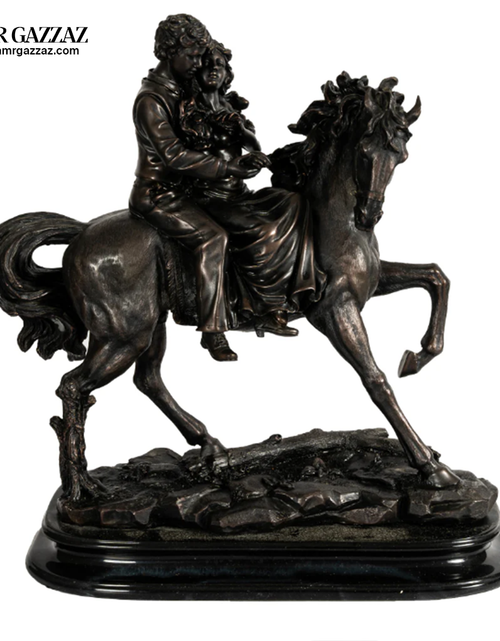 Load image into Gallery viewer, Love Couple Sitting on Horse wooden status
