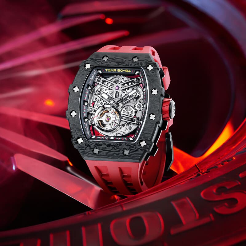 Elemental Series-Carbon Fiber Automatic Watch TB8208CF Passion Red