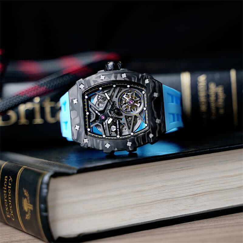 Elemental Series-Carbon Fiber Automatic Watch TB8209CF Black Blue Carbon Fiber