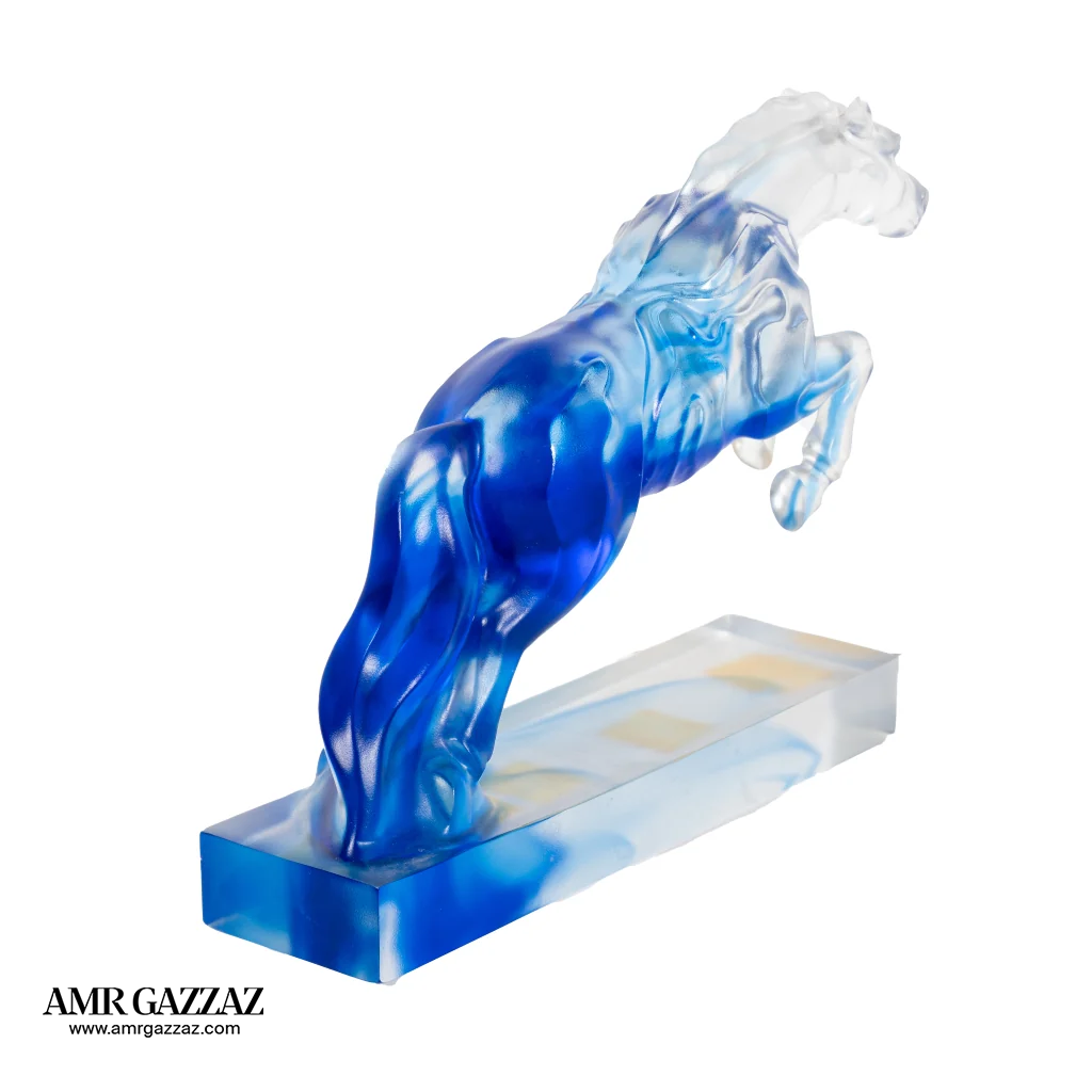 A PATE-DE-VERRE JUMPING HORSE