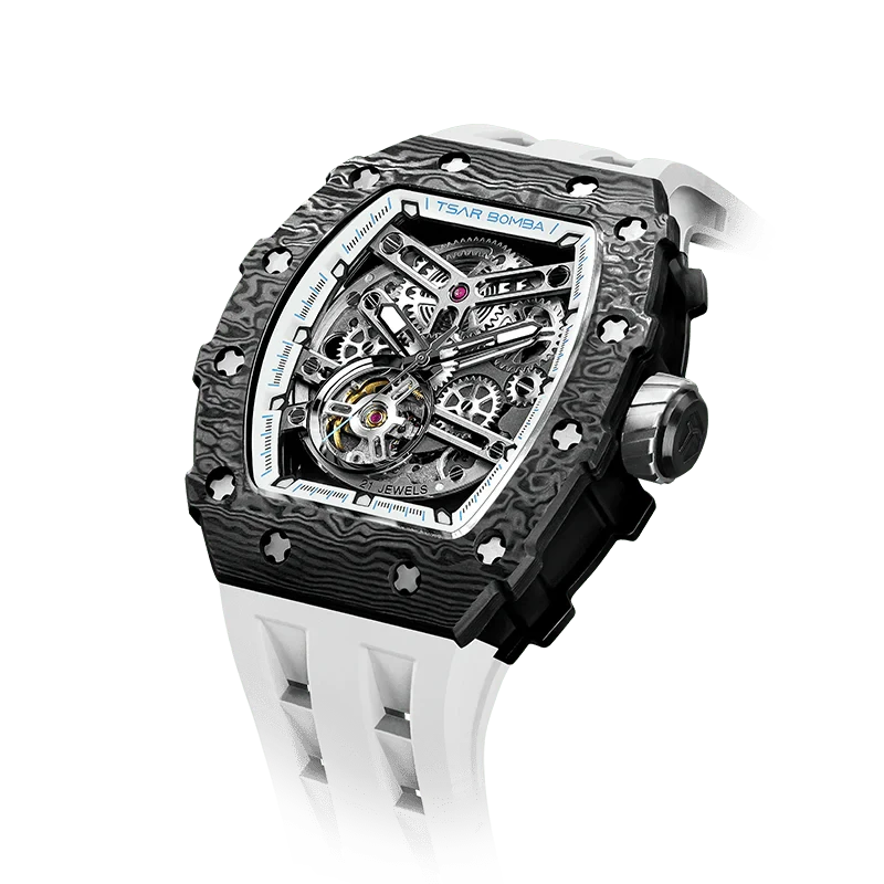 Elemental Series-Carbon Fiber Automatic Watch TB8208CF Elegant White