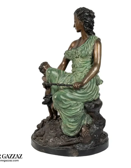 Load image into Gallery viewer, italian Rare Antique Heavy Bronze Sculpture Mother with child
