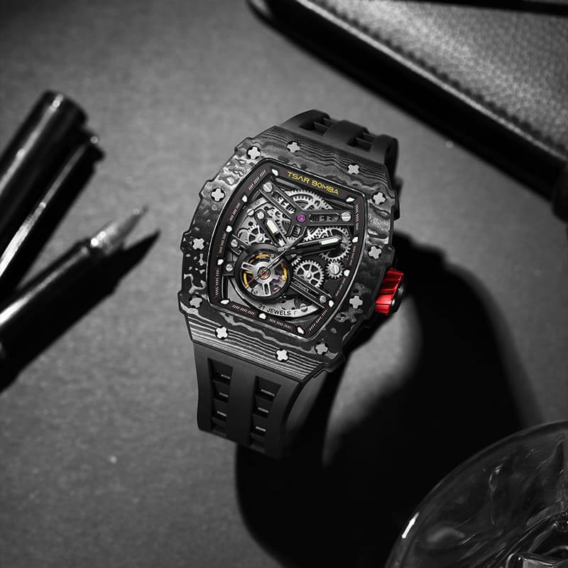 Elemental Series-Carbon Fiber Automatic Watch TB8208CF Cool Black