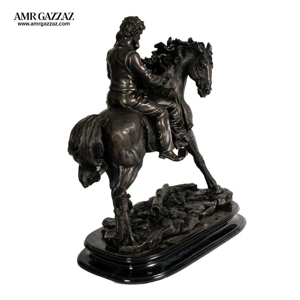 Love Couple Sitting on Horse wooden status