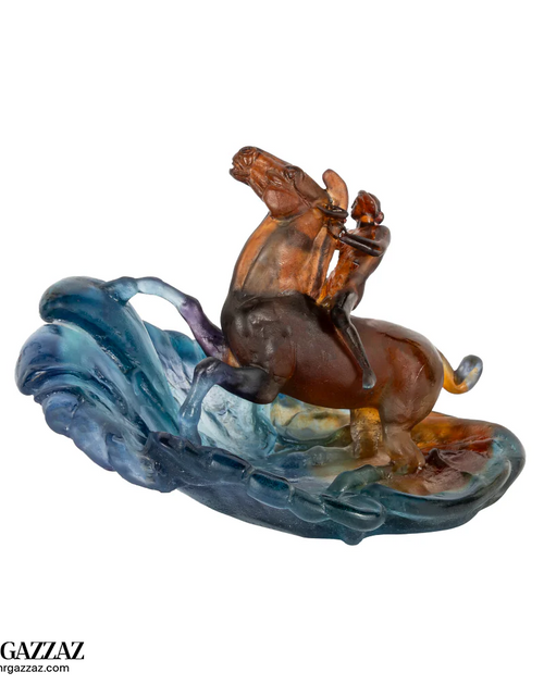 Load image into Gallery viewer, DAUM PATE DE VERRE HORSE WITH RIDER
