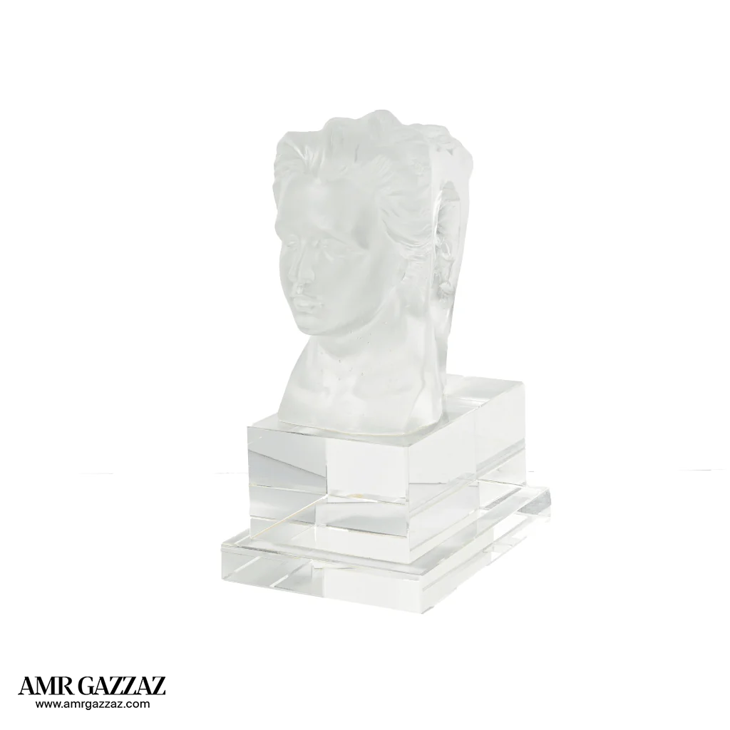 A PATE-DE-VERRE DOUBLE FACE GLASS SCULPTURE