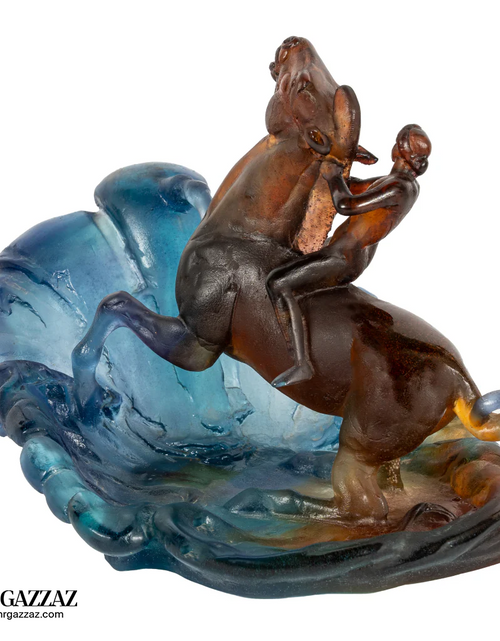 Load image into Gallery viewer, DAUM PATE DE VERRE HORSE WITH RIDER
