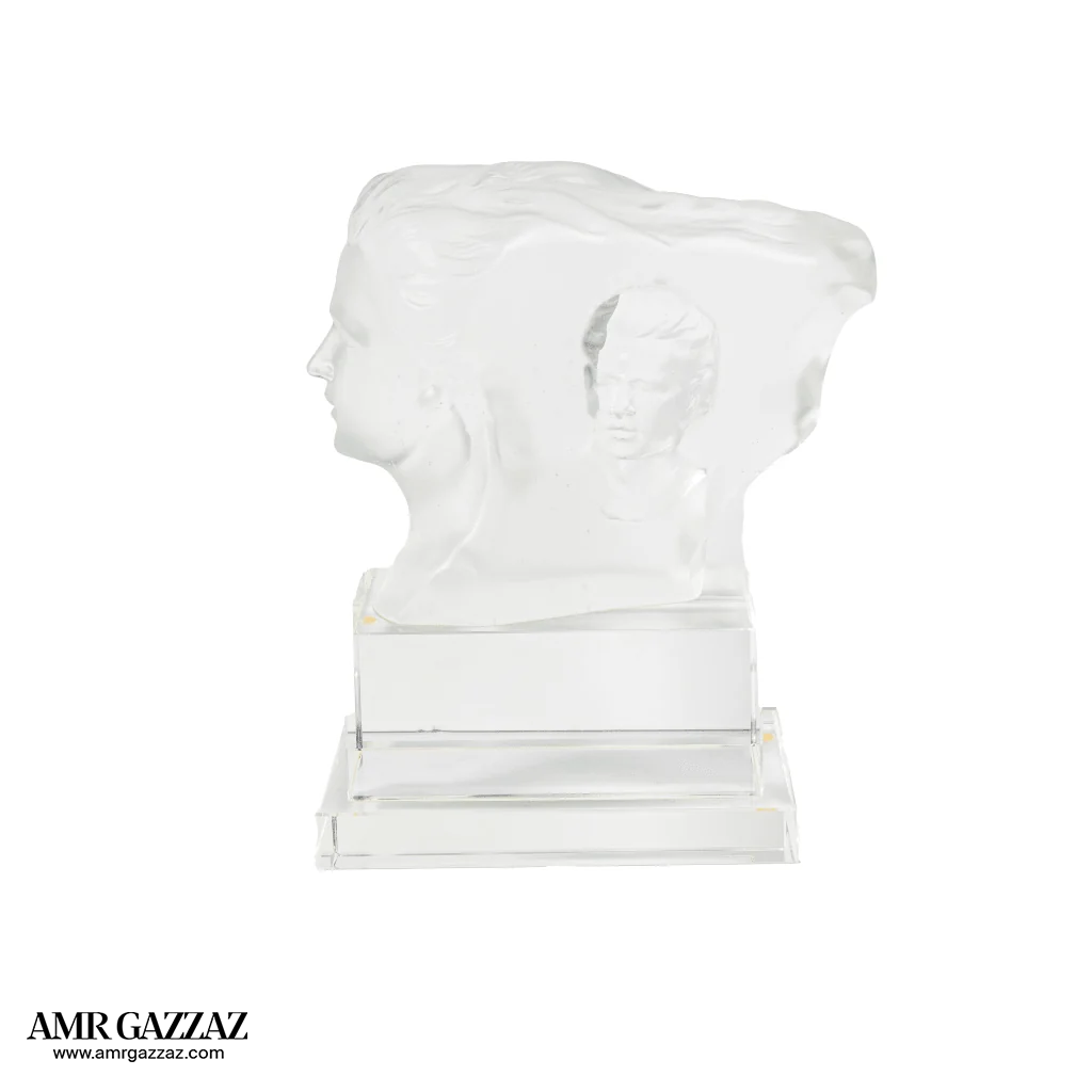A PATE-DE-VERRE DOUBLE FACE GLASS SCULPTURE