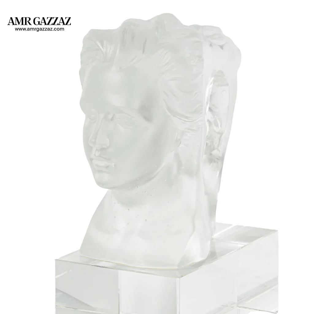 A PATE-DE-VERRE DOUBLE FACE GLASS SCULPTURE