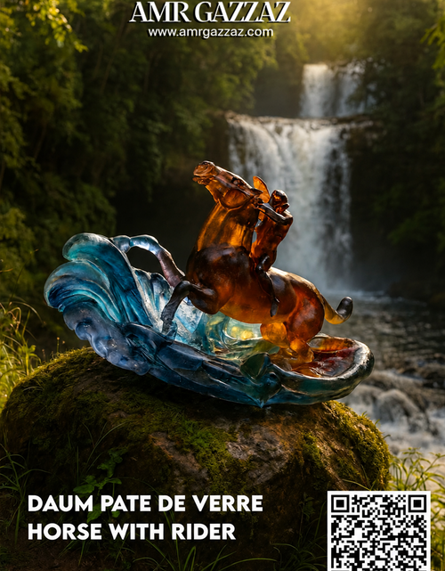Load image into Gallery viewer, DAUM PATE DE VERRE HORSE WITH RIDER
