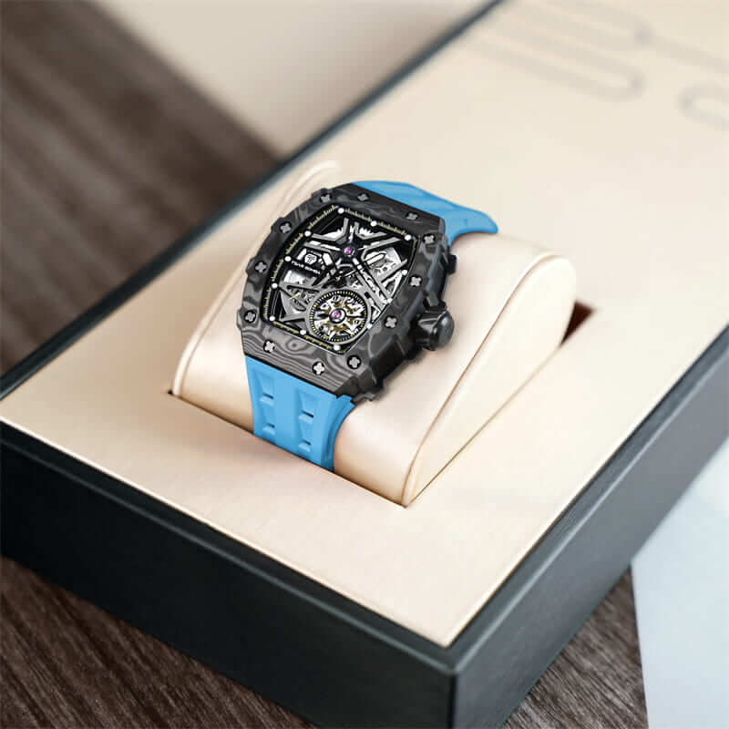 Elemental Series-Carbon Fiber Automatic Watch TB8209CF Black Blue Carbon Fiber
