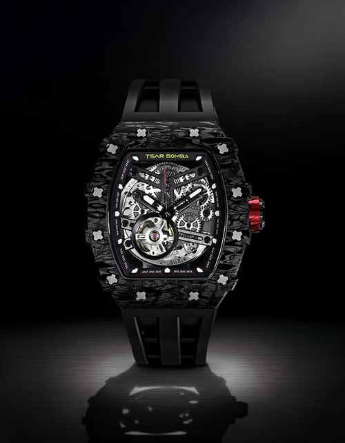 Load image into Gallery viewer, Elemental Series-Carbon Fiber Automatic Watch TB8208CF Cool Black

