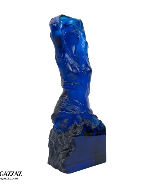 Load image into Gallery viewer, A PATE-DE-VERRE FEMALE GLASS SCULPTURE blue
