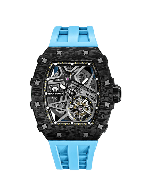 Load image into Gallery viewer, Elemental Series-Carbon Fiber Automatic Watch TB8209CF Black Blue Carbon Fiber
