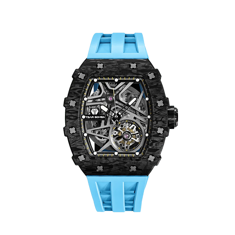 Elemental Series-Carbon Fiber Automatic Watch TB8209CF Black Blue Carbon Fiber