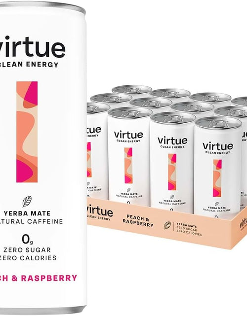 Load image into Gallery viewer, Virtue Yerba Mate - Natural Energy Drink - Sugar Free, Zero Calories, Vegan, Keto Friendly, Gluten Free - 12 x 250ml (Peach &amp; Raspberry) Peach &amp; Raspberry
