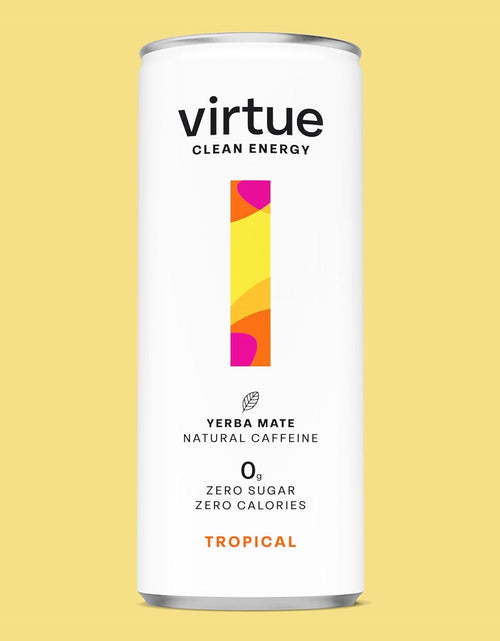 Load image into Gallery viewer, Virtue Yerba Mate - Natural Energy Drink - Sugar Free, Zero Calories, Vegan, Keto Friendly, Gluten Free - 12 x 250ml (Tropical) Tropical
