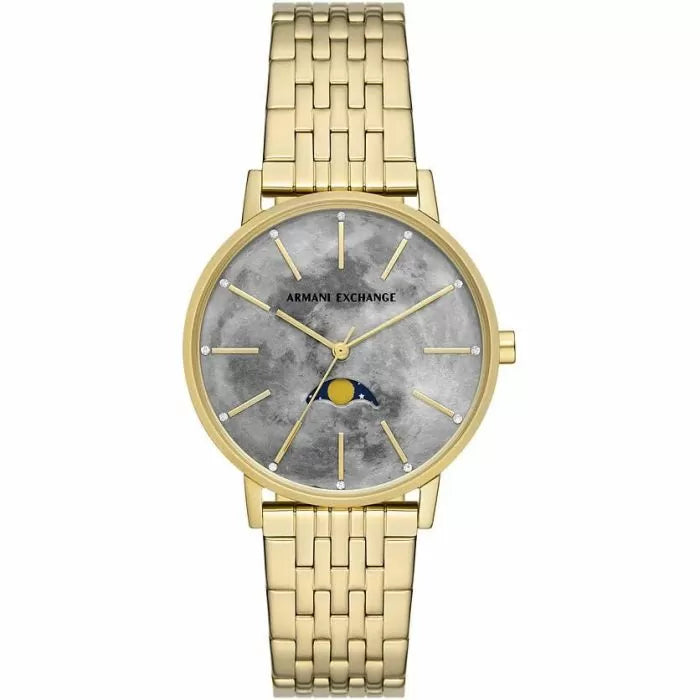 Armani Exchange Moon Phase Steel ladies Watch Gold