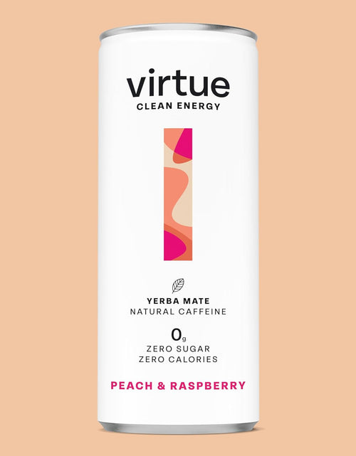 Load image into Gallery viewer, Virtue Yerba Mate - Natural Energy Drink - Sugar Free, Zero Calories, Vegan, Keto Friendly, Gluten Free - 12 x 250ml (Peach &amp; Raspberry) Peach &amp; Raspberry
