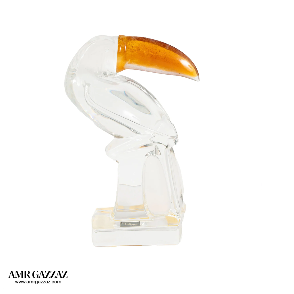 Toucan in transparent glossy crystal by Daum france
