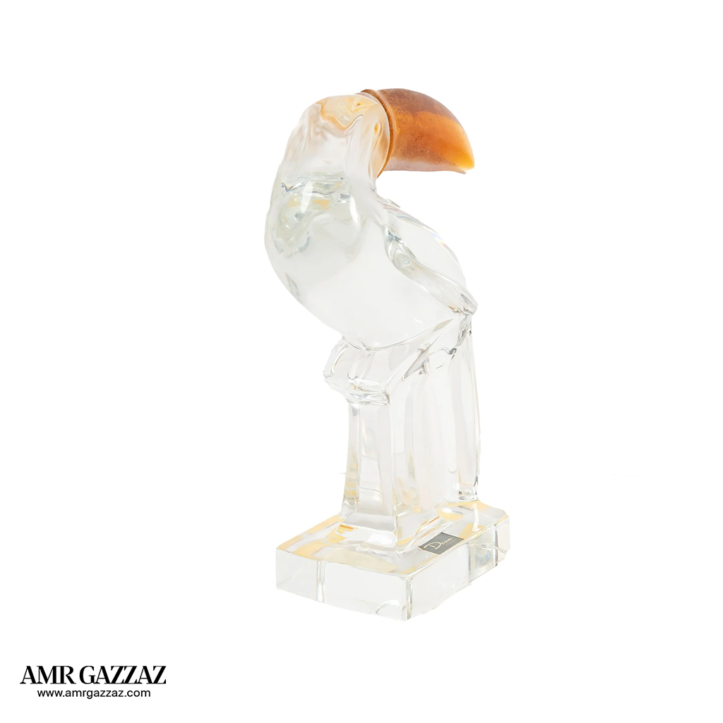 Toucan in transparent glossy crystal by Daum france