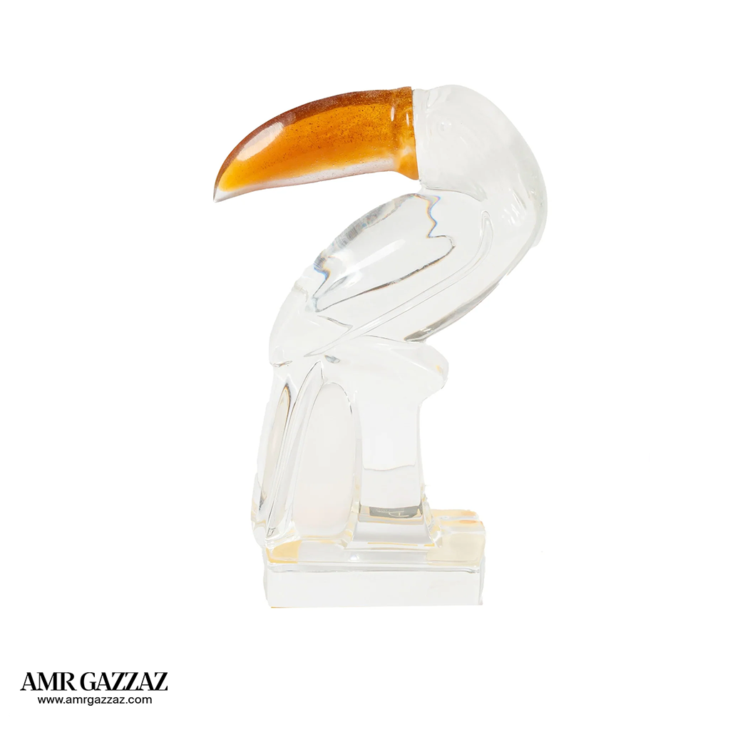 Toucan in transparent glossy crystal by Daum france