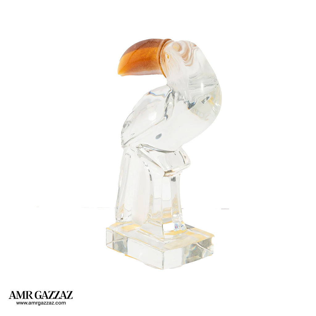 Toucan in transparent glossy crystal by Daum france
