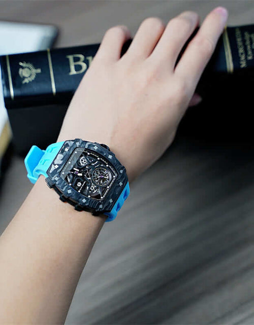 Load image into Gallery viewer, Elemental Series-Carbon Fiber Automatic Watch TB8209CF Black Blue Carbon Fiber
