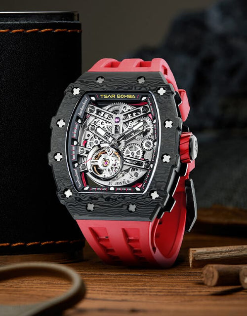 Load image into Gallery viewer, Elemental Series-Carbon Fiber Automatic Watch TB8208CF Passion Red
