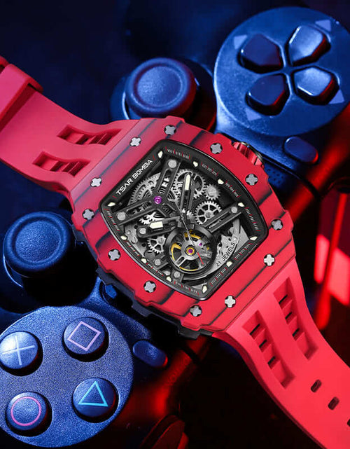 Load image into Gallery viewer, Elemental Series-Carbon Fiber Automatic Watch TB8208CF Bull Red
