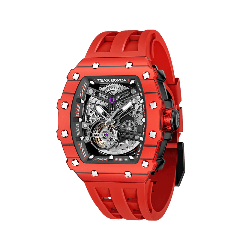 Elemental Series-Carbon Fiber Automatic Watch TB8208CF Bull Red