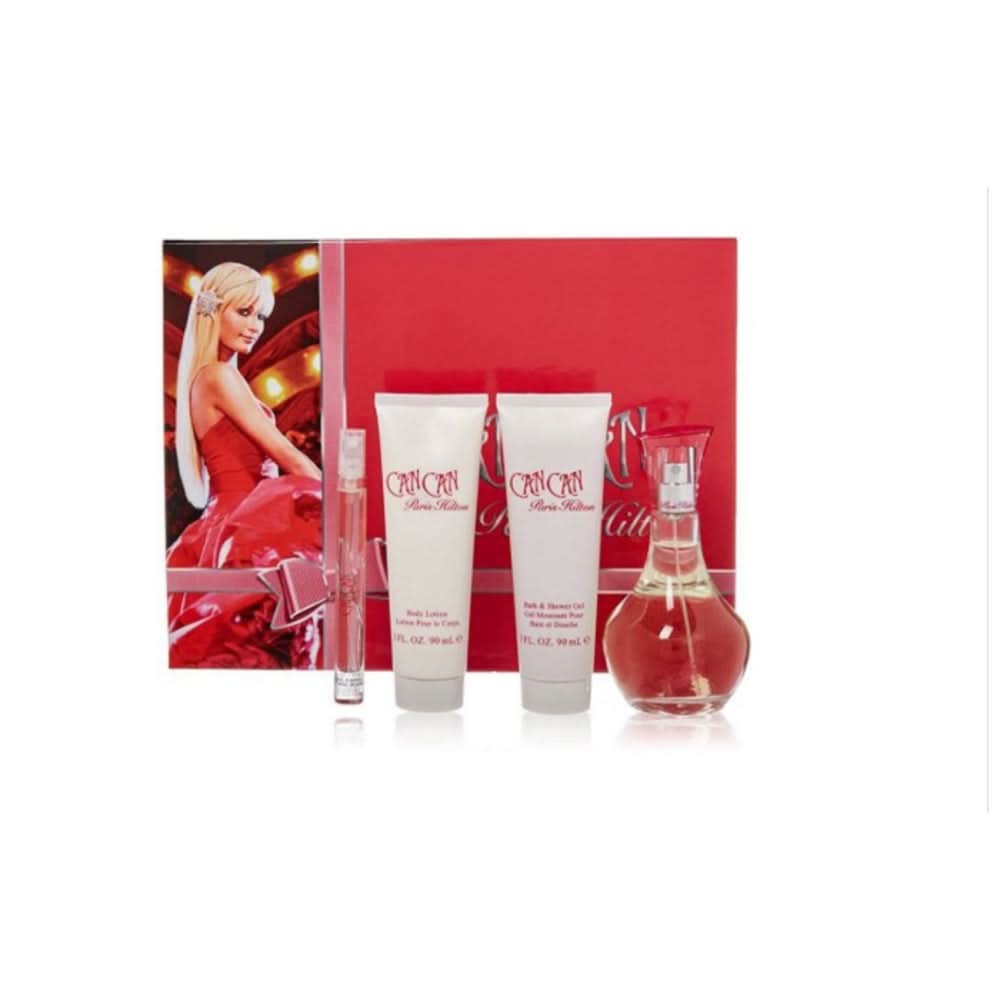 مجموعة هدايا باريس هيلتون كان كان أو دو بارفان (100 مل + 10 مل + بلسم 90 مل + عطر 90 مل) للنساء