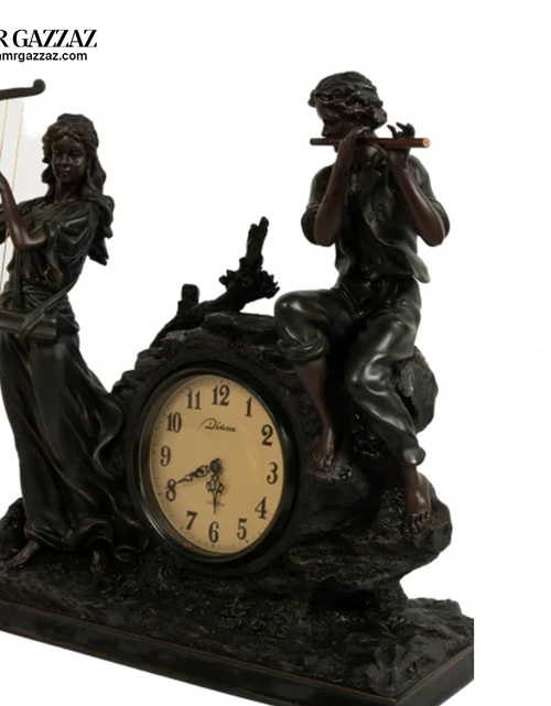 Load image into Gallery viewer, italian centerpiece of hand made wooden status with clock
