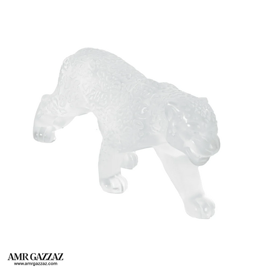 A Lalique Clear and Frosted Glass Rajah Jaguar
