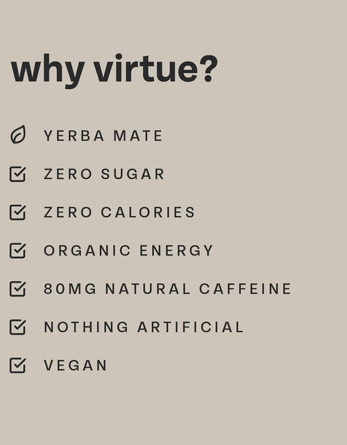 Load image into Gallery viewer, Virtue Yerba Mate - Natural Energy Drink - Sugar Free, Zero Calories, Vegan, Keto Friendly, Gluten Free - 12 x 250ml (Peach &amp; Raspberry) Peach &amp; Raspberry
