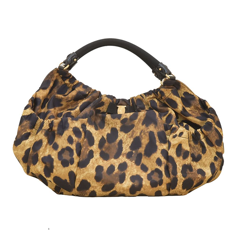 Salvatore Ferragamo Animal Print Nylon Hobo Shoulder Bag (used like new)