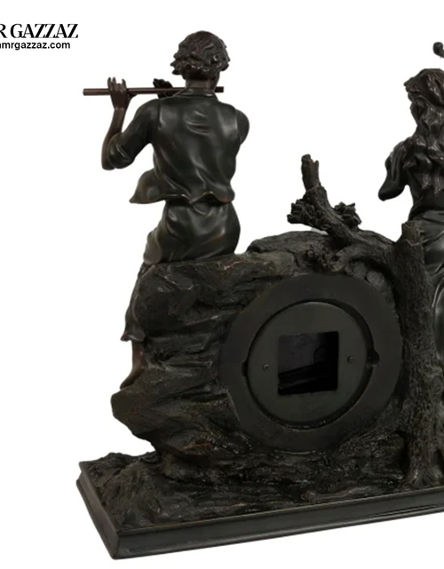 Load image into Gallery viewer, italian centerpiece of hand made wooden status with clock
