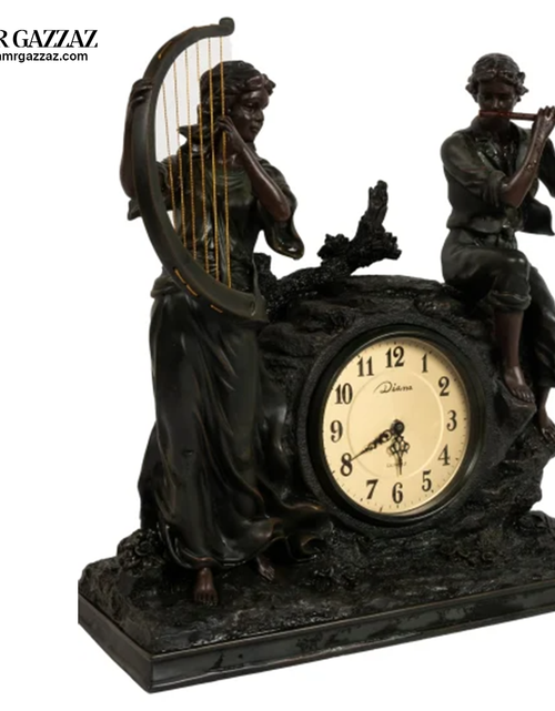 Load image into Gallery viewer, italian centerpiece of hand made wooden status with clock
