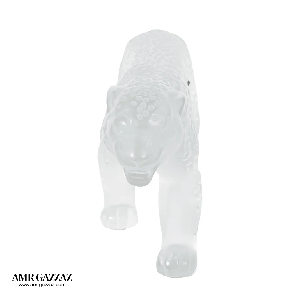 A Lalique Clear and Frosted Glass Rajah Jaguar